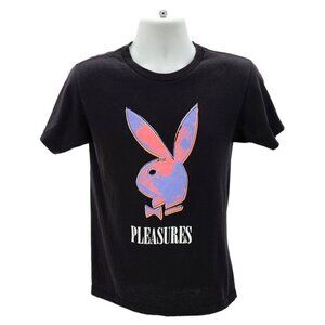 Playboy X Pleasures Playboy Bunny Logo Neon Graphic Black T-Shirt Mens Small